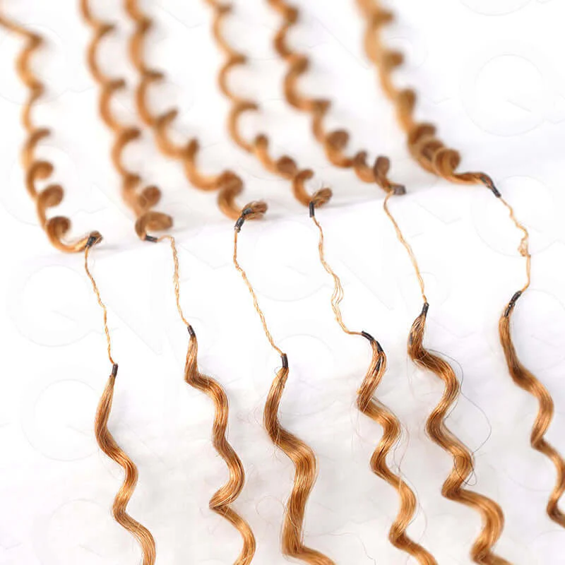 QVR Honey Blonde #27 Crochet Hair Deep Wave Machine Made Feather Human Hair Extension - Image 3