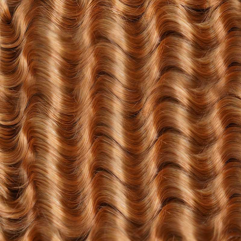 QVR Honey Blonde #27 Crochet Hair Deep Wave Machine Made Feather Human Hair Extension - Image 4