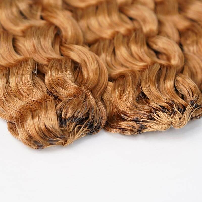 QVR Honey Blonde #27 Crochet Hair Water Wave Machine Made Feather Human Hair Extension - Image 8
