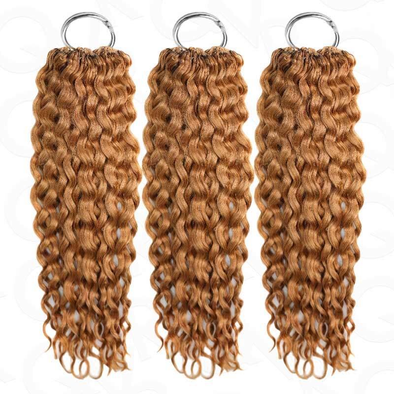 QVR Honey Blonde #27 Crochet Hair Water Wave Machine Made Feather Human Hair Extension - Image 9