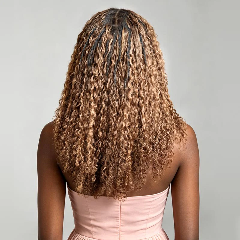 QVR Honey Blonde #27 Feather Crochet Human Hair Burmese Curly Crochet Weave Hair Extensions - Image 3