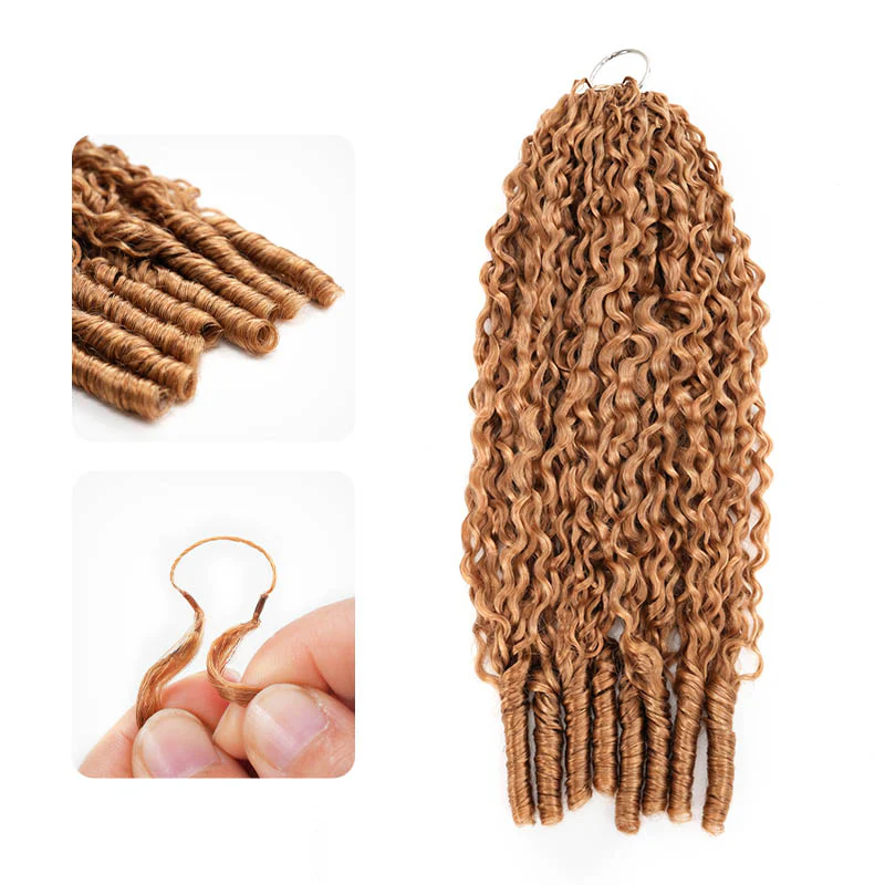 QVR Honey Blonde #27 Feather Crochet Human Hair Burmese Curly Crochet Weave Hair Extensions - Image 4