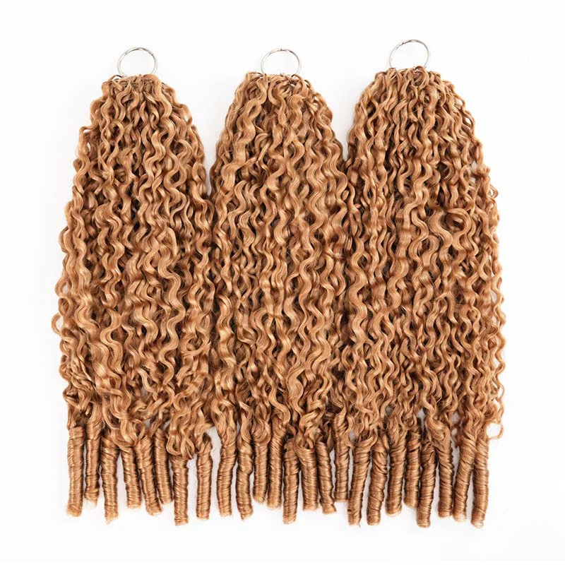 QVR Honey Blonde #27 Feather Crochet Human Hair Burmese Curly Crochet Weave Hair Extensions - Image 9