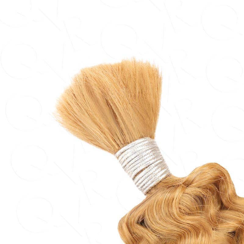 QVR Honey Blonde #27 Water Wave Bulk Hair Extensions for Boho Knotless Braiding - Image 3