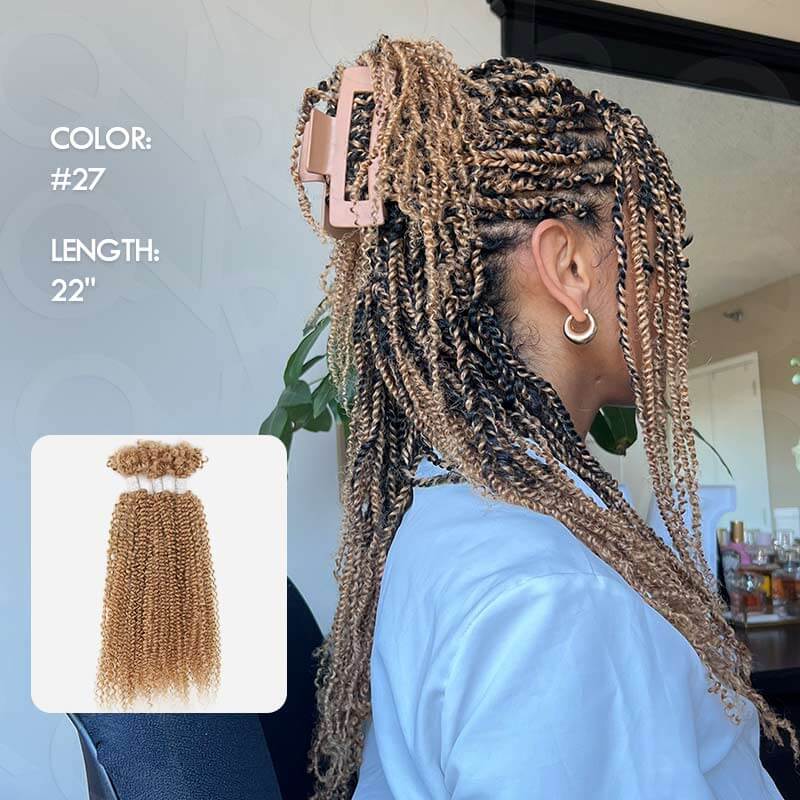 QVR Honey Blonde Afro Kinky V Bulk for Kinky Twist Crochet Braiding Hair - Image 3