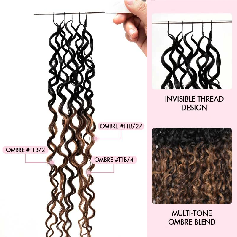 QVR Twist Curly Feather Crochet Human Hair Highlight #P4/27 Miracle Knots Crochet Weave Hair Extensions - Image 10