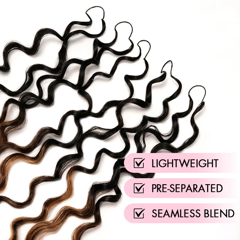 QVR Honey Caramel Mixed Highlights Feather Crochet Human Hair Twist Curly Miracle Knots Crochet Weave Hair Extensions - Image 4