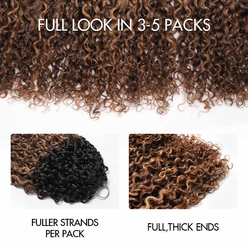 QVR Honey Caramel Mixed Highlights Feather Crochet Human Hair Twist Curly Miracle Knots Crochet Weave Hair Extensions - Image 5