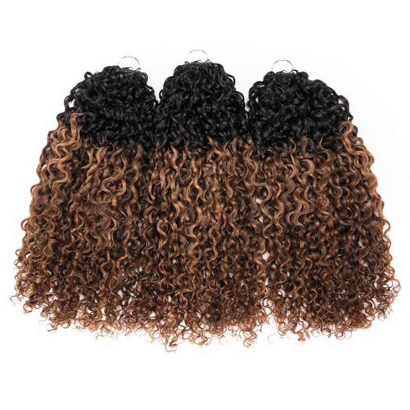 QVR Honey Caramel Mixed Highlights Feather Crochet Human Hair Twist Curly Miracle Knots Crochet Weave Hair Extensions - Image 6