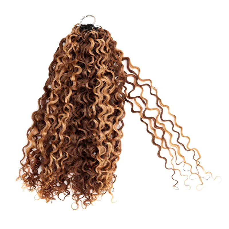 QVR Twist Curly Feather Crochet Human Hair Highlight #P4/27 Miracle Knots Crochet Weave Hair Extensions - Image 2