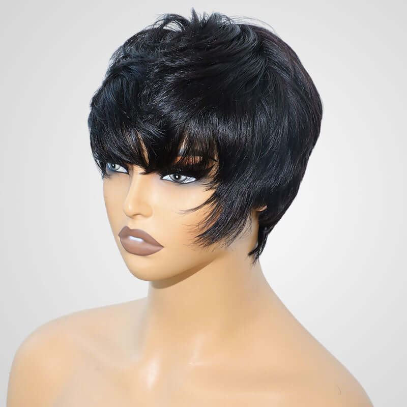 QVR Hot Natural Human Hair Pixie Cut Wig for Black Women - Image 2
