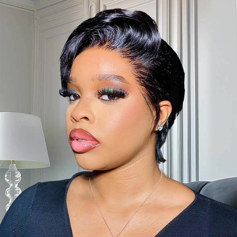 QVR Hot Selling Boss Lady Pixie Cut Glueless Side Part Short Lace Frontal Wigs - Image 5
