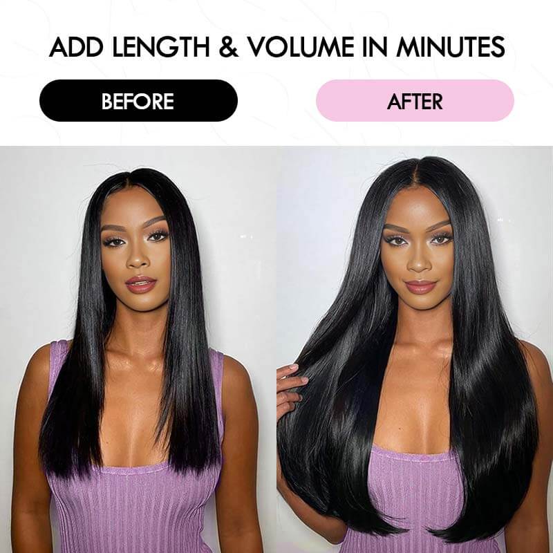 QVR Invisible 9PCS Weft Clip In Hair Extensions 5PCS Volumizer Afro Kinky Curly PU Clip In Human Hair - Image 13