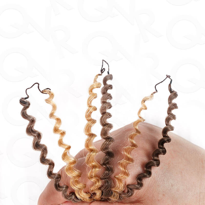 QVR Invisible Afro Kinky Curly Feather Crochet Hair Highlight #P4/27 Machine Made Human Hair Extensions - Image 2