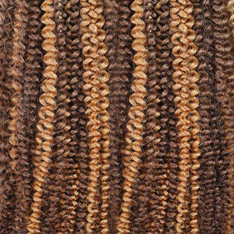 QVR Invisible Afro Kinky Curly Feather Crochet Hair Highlight #P4/27 Machine Made Human Hair Extensions - Image 3