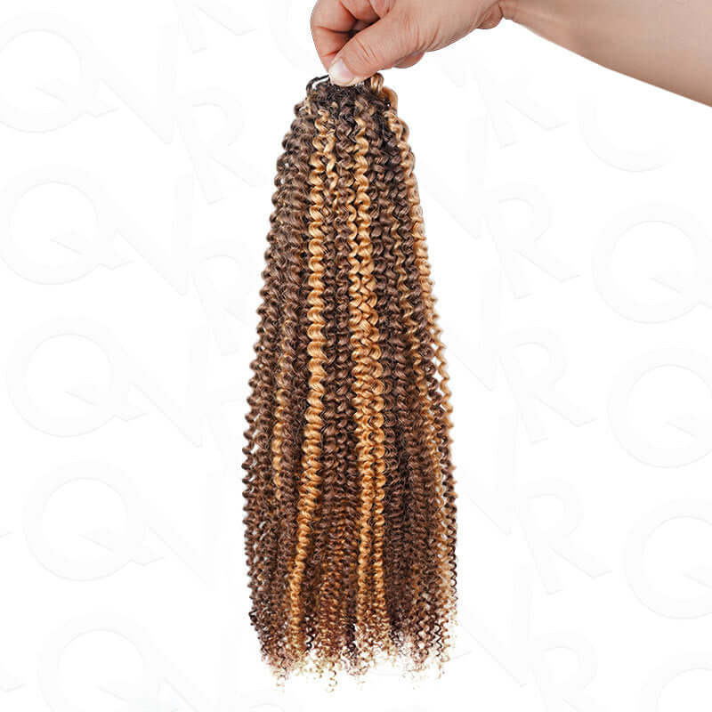 QVR Invisible Afro Kinky Curly Feather Crochet Hair Highlight #P4/27 Machine Made Human Hair Extensions - Image 4