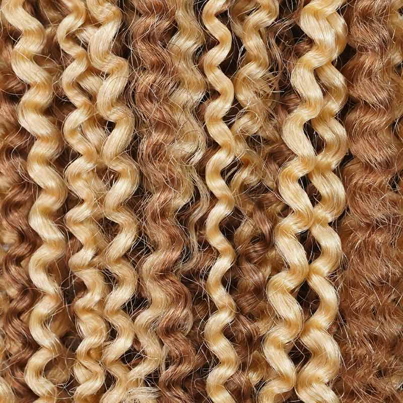 QVR Invisible Afro Kinky Curly Feather Crochet Hair Highlight #P4/27 Machine Made Human Hair Extensions - Image 8