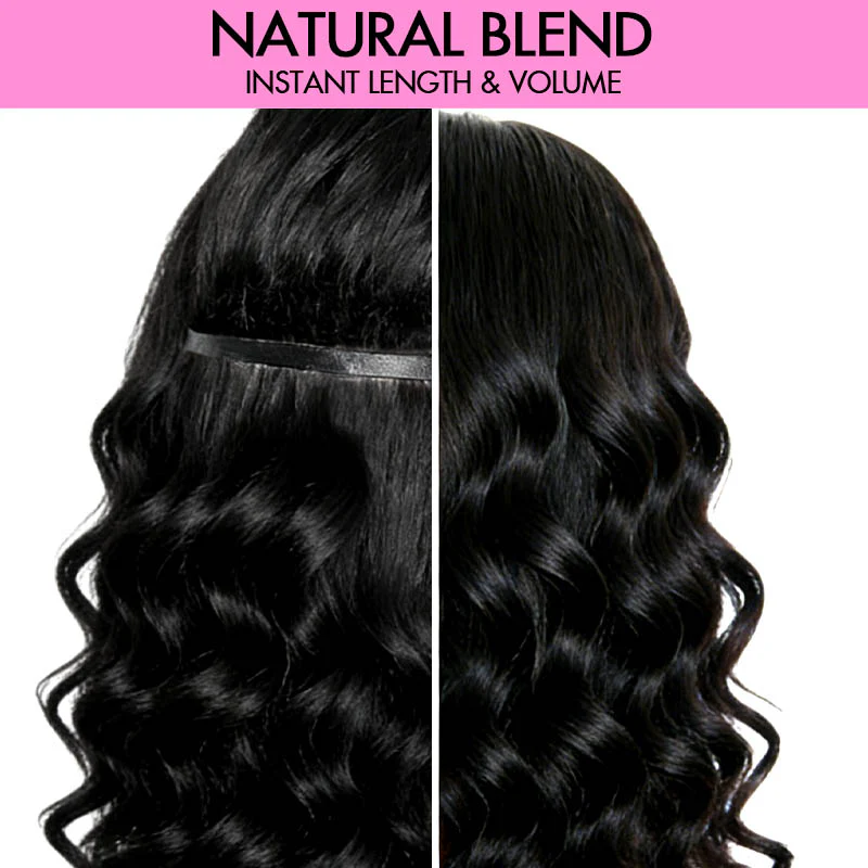 QVR Invisible Body Wave PU Clip In Hair Extensions 9PCS 5PCS Volumizer Human Hair - Image 2
