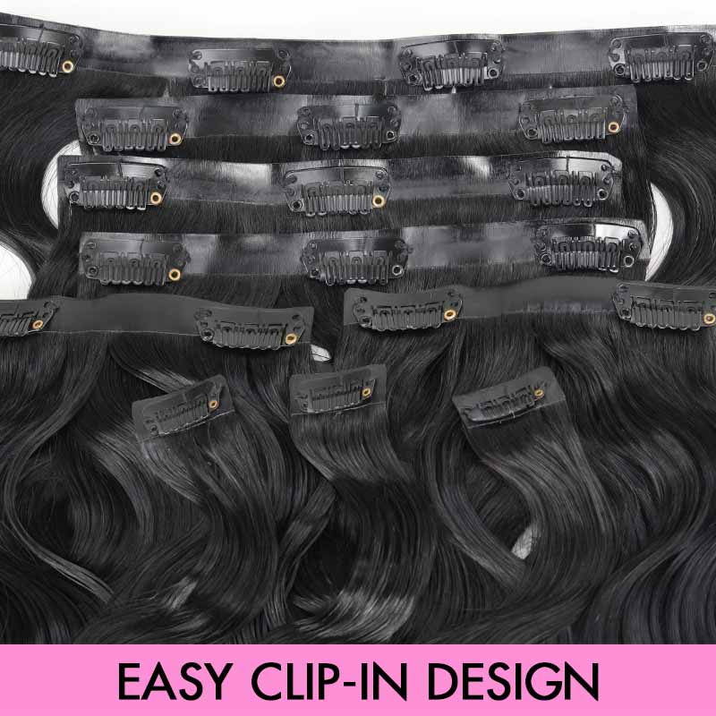 QVR Invisible Body Wave PU Clip In Hair Extensions 9PCS 5PCS Volumizer Human Hair - Image 4