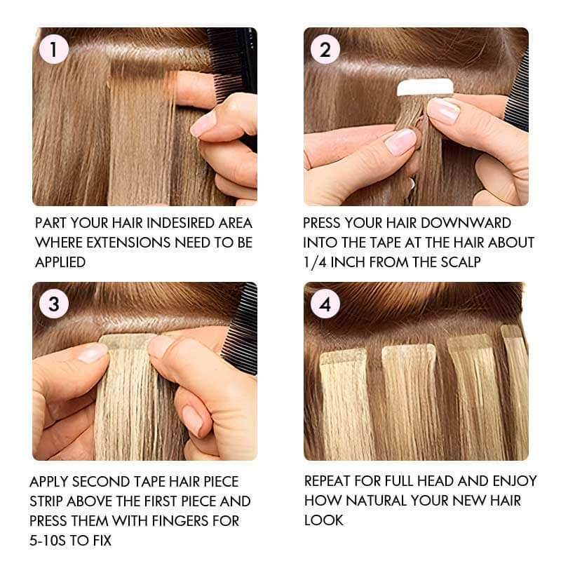 QVR Seamless Afro Kinky Curly Tape in Hair Extensions Natural Black Human Hair - Image 5