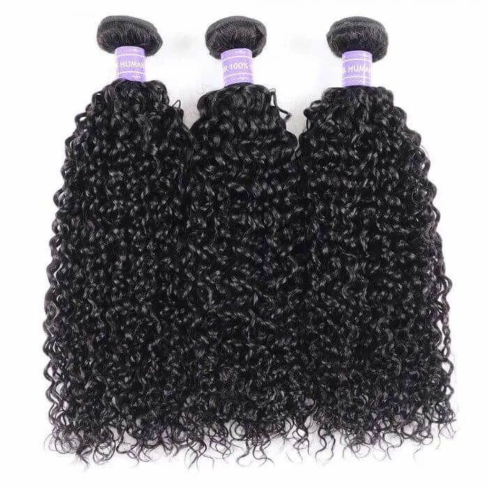 QVR Jerry Curly Human Hair Weaves 3 Bundles - Image 2