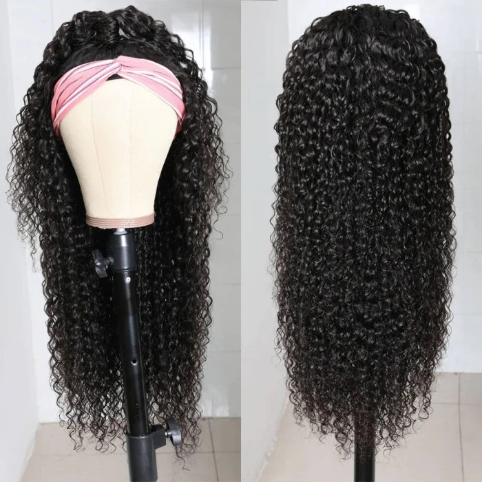 QVR Jerry Curly Wig Headband Wig Glueless Wig Human Hair Wigs Natural Looking - Image 3