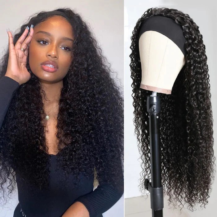 QVR Jerry Curly Wig Headband Wig Glueless Wig Human Hair Wigs Natural Looking - Image 5