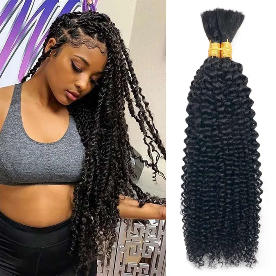 QVR Kinky Curly Bulk Hair Extensions for Boho Knotless Braiding - Image 6