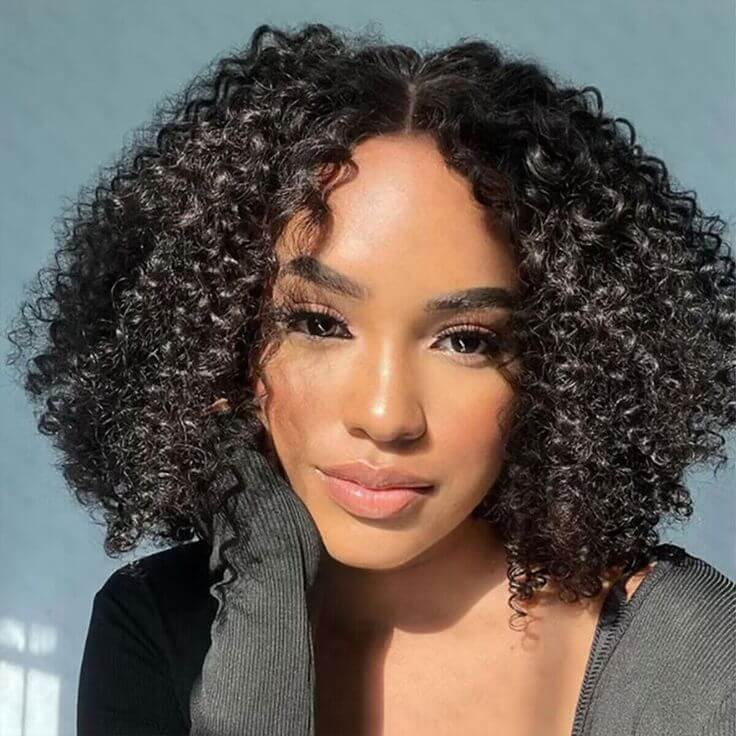QVR Kinky Curly Short Bob Wigs 13x4 Lace Virgin Human Hair Wigs - Image 2