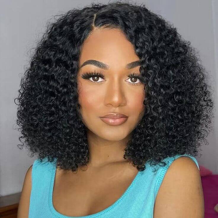 QVR Kinky Curly Short Bob Wigs 13x4 Lace Virgin Human Hair Wigs - Image 8