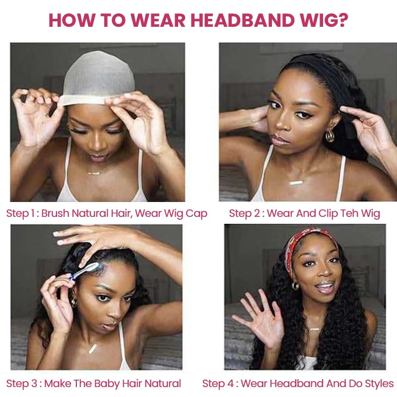QVR Kinky Curly Wig Headband Wig Glueless Wig Human Hair Wigs Natural Looking - Image 10