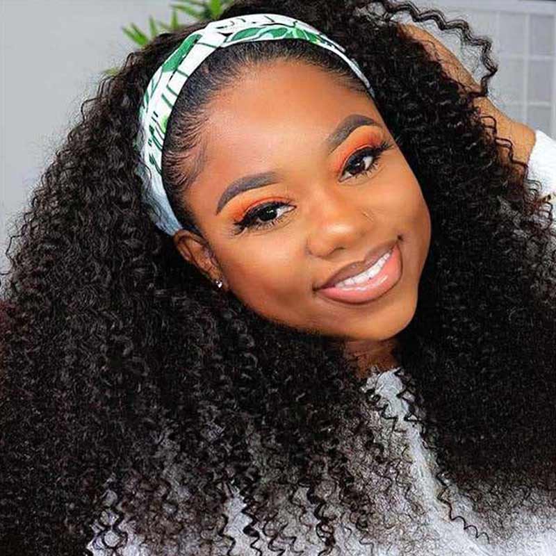 QVR Kinky Curly Wig Headband Wig Glueless Wig Human Hair Wigs Natural Looking - Image 5