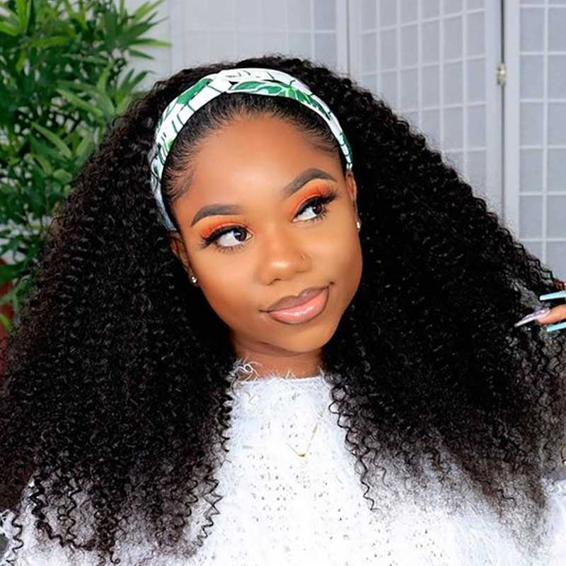 QVR Kinky Curly Wig Headband Wig Glueless Wig Human Hair Wigs Natural Looking - Image 6