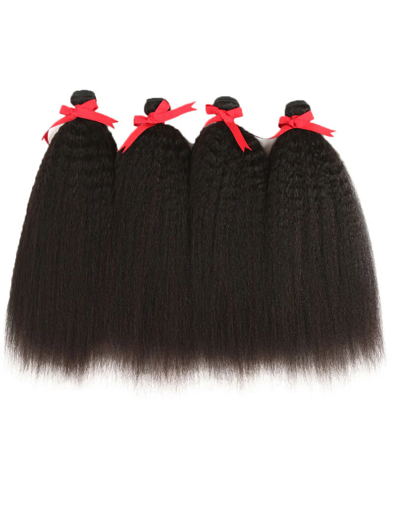 QVR Kinky Straight 4 Bundles Unprocessed Virgin Human Hair Weaves - Image 2