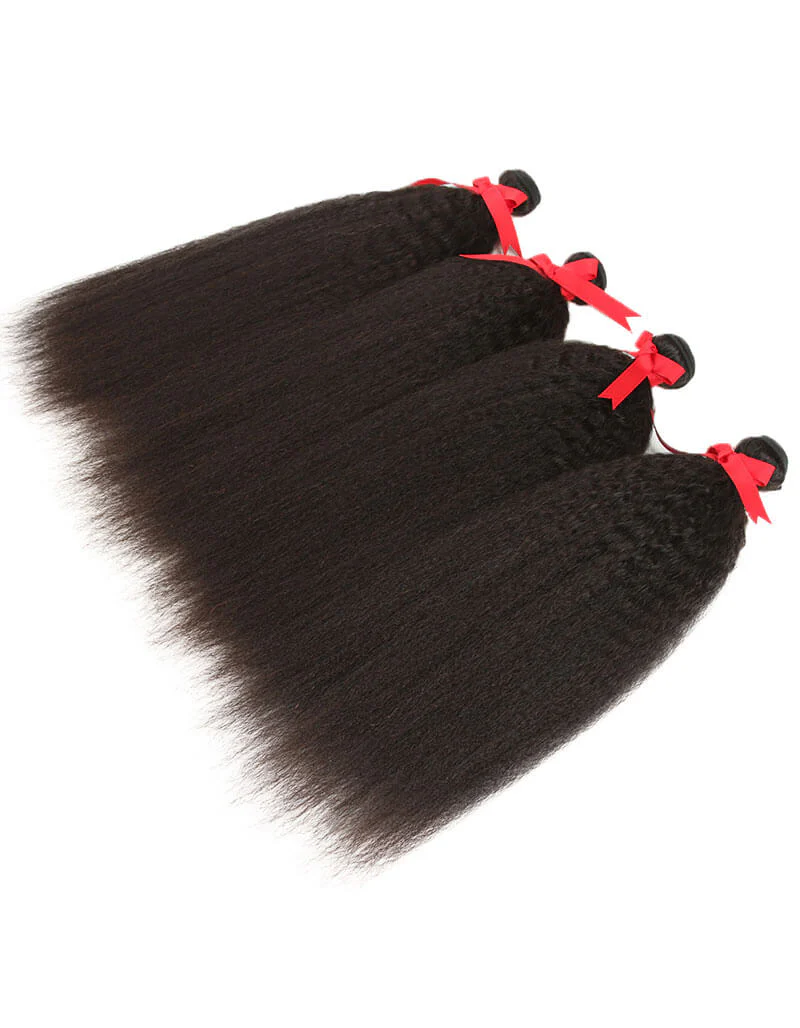 QVR Kinky Straight 4 Bundles Unprocessed Virgin Human Hair Weaves - Image 3