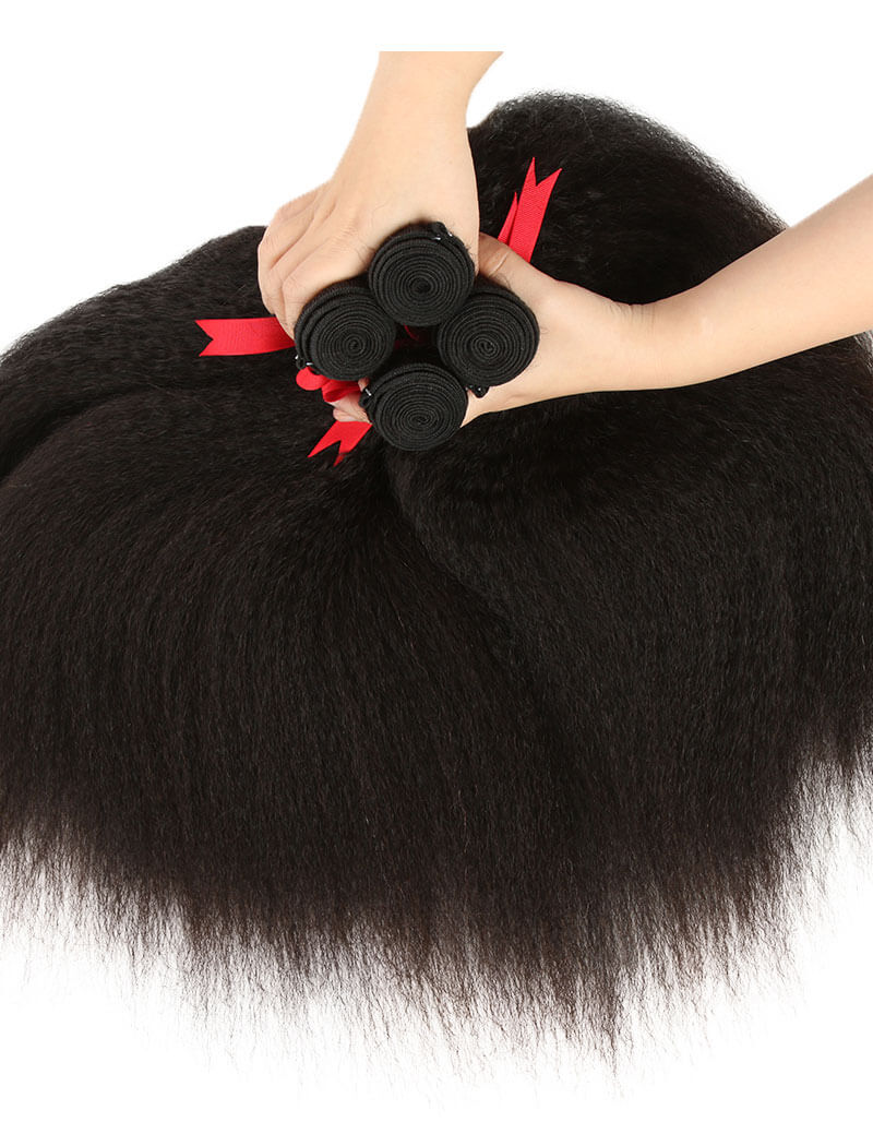 QVR Kinky Straight 4 Bundles Unprocessed Virgin Human Hair Weaves - Image 6