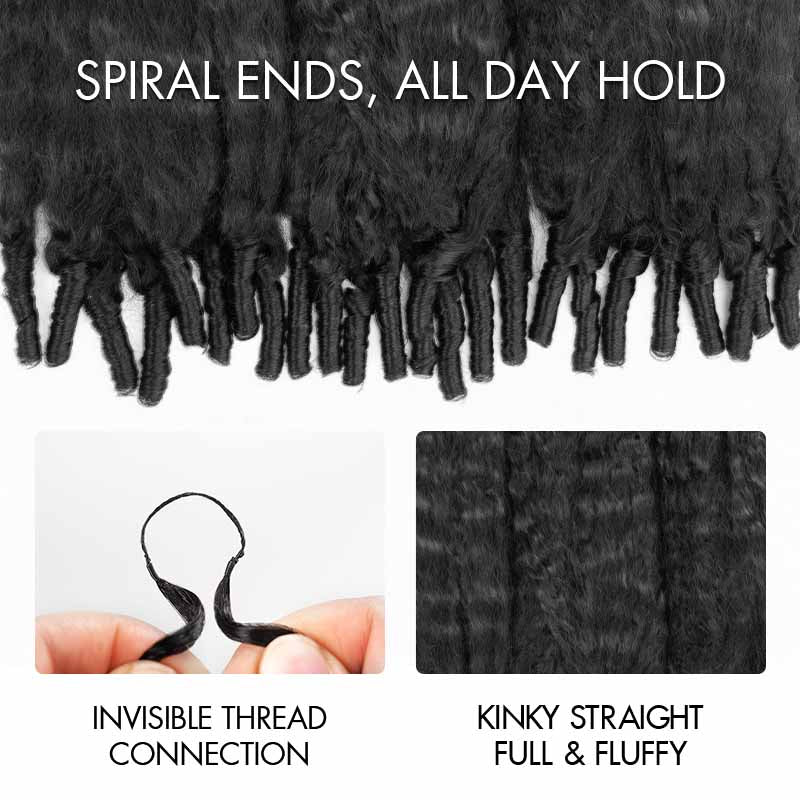 QVR Kinky Straight Feather Crochet Human Hair with Sprial Ends Machine Made Crochet Weave Hair Extensions - Image 4