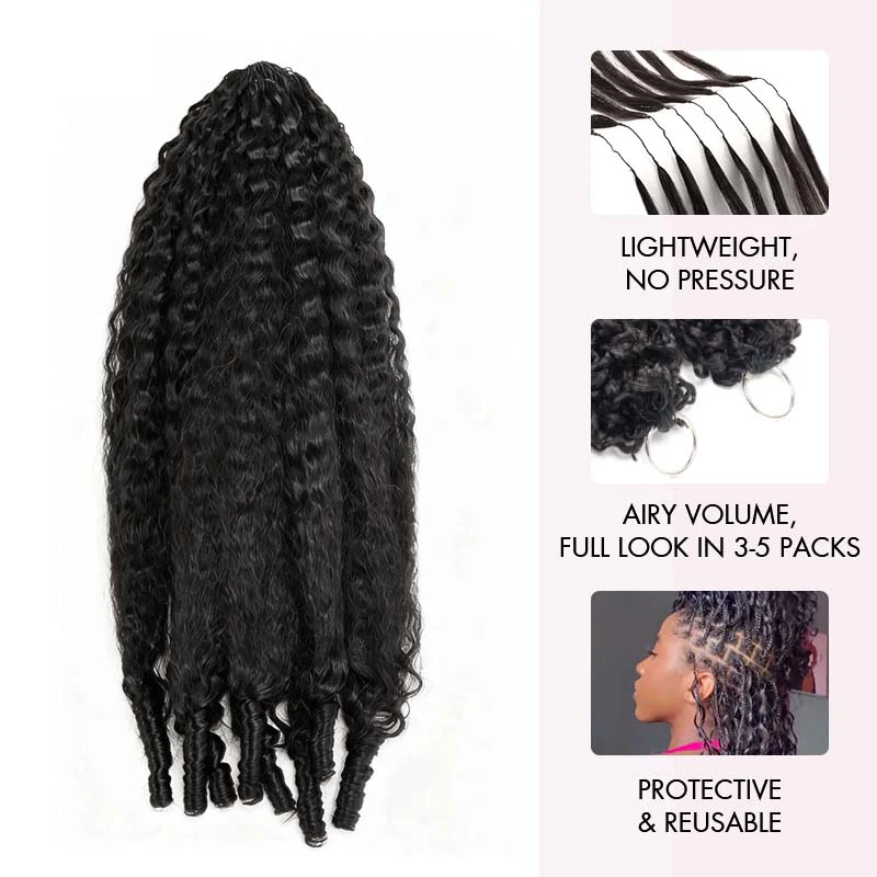 QVR Kinky Straight Feather Crochet Human Hair with Sprial Ends Machine Made Crochet Weave Hair Extensions - Image 6