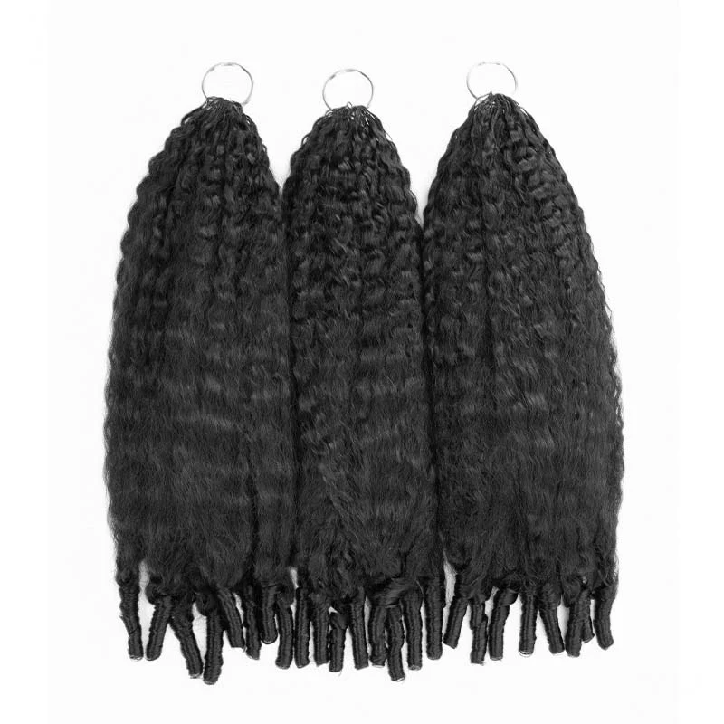 QVR Kinky Straight Feather Crochet Human Hair with Sprial Ends Machine Made Crochet Weave Hair Extensions - Image 8