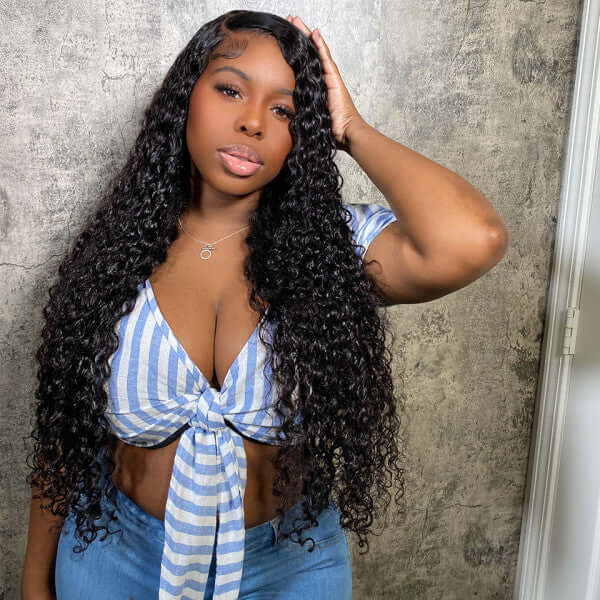 QVR Long Lace Front Wigs Deep Wave Pre Plucked Frontal Wigs - Image 3