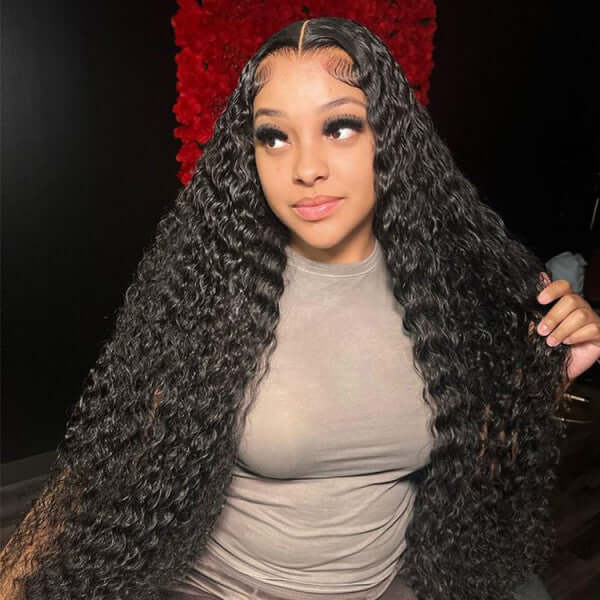 QVR Long Lace Front Wigs Deep Wave Pre Plucked Frontal Wigs - Image 5