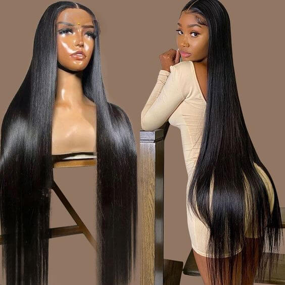QVR Long Length Straight 13x4 Lace Front Wigs With Pre Plucked with Baby Hair - Image 2