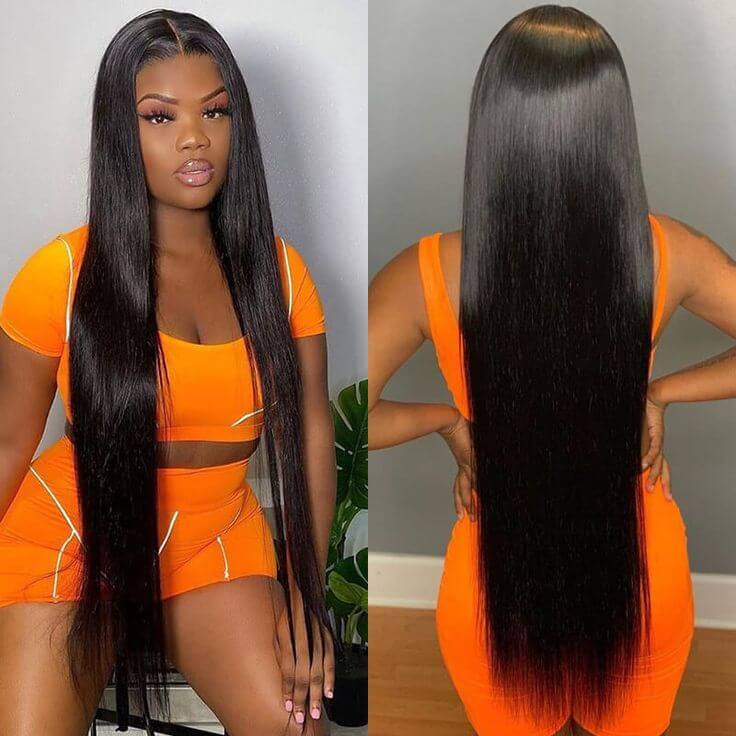 QVR Long Length Straight 13x4 Lace Front Wigs With Pre Plucked with Baby Hair - Image 3