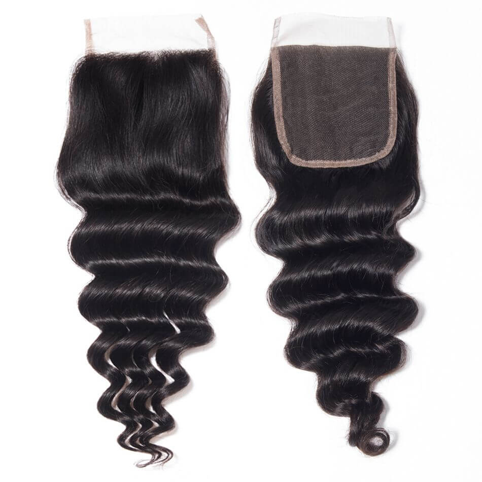 QVR Loose Deep Wave 4X4 Closure Natural Color Virgin Human Hair - Image 2