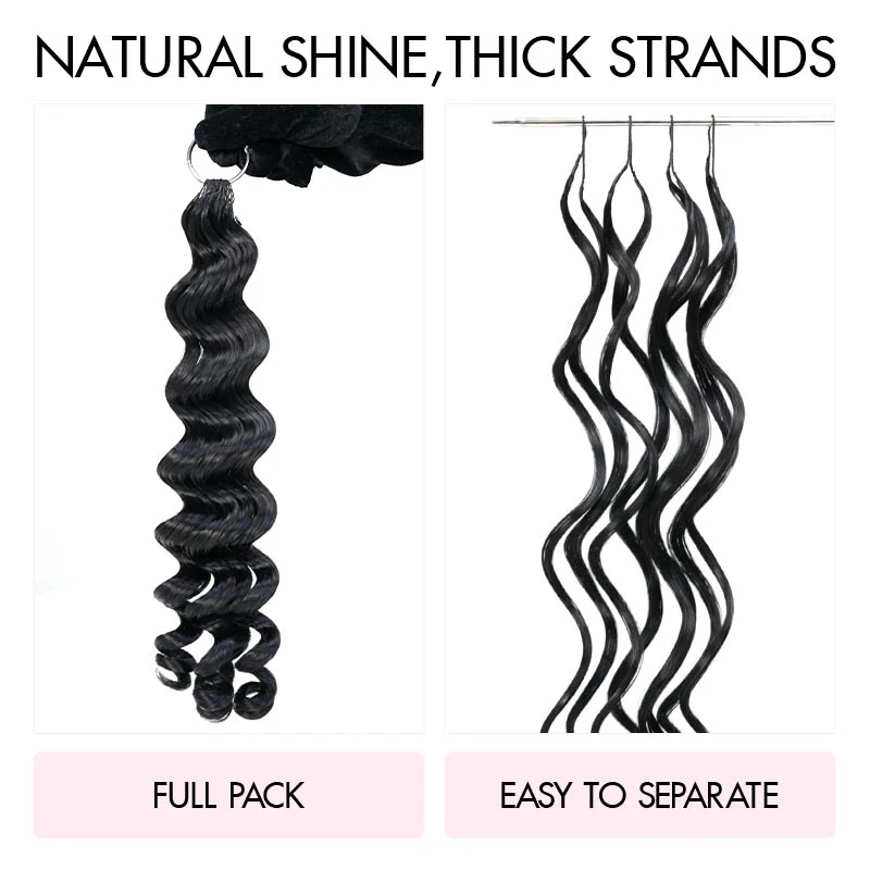 QVR Loose Deep Wave Feather Crochet Human Hair with Spring Curl Ends Machine Made Crochet Weave Hair Extensions - Image 4