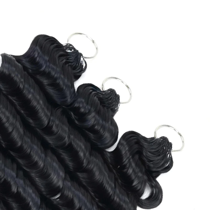QVR Loose Deep Wave Feather Crochet Human Hair with Spring Curl Ends Machine Made Crochet Weave Hair Extensions - Image 5