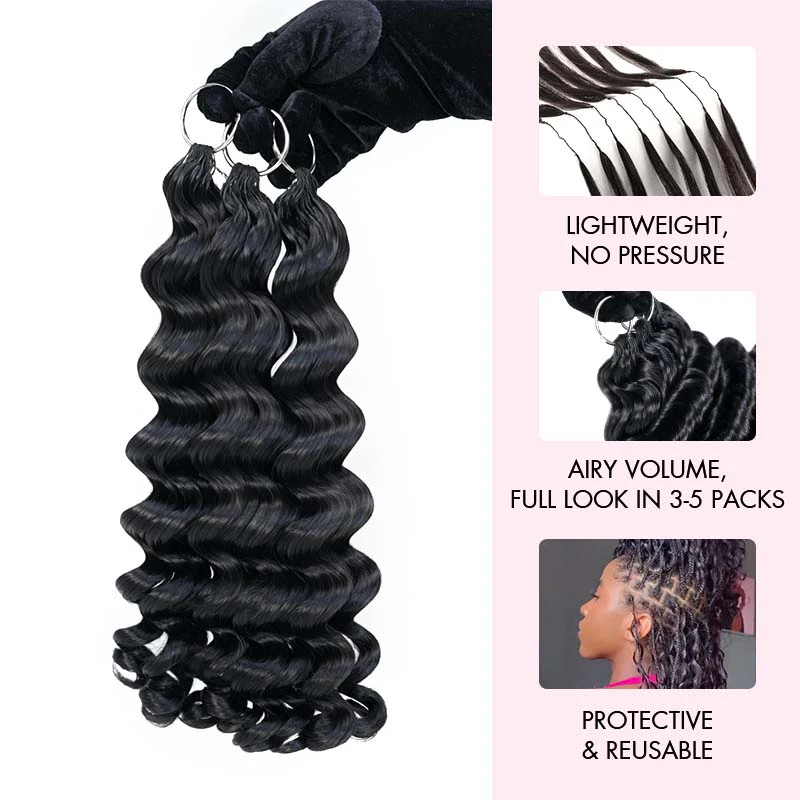 QVR Loose Deep Wave Feather Crochet Human Hair with Spring Curl Ends Machine Made Crochet Weave Hair Extensions - Image 7