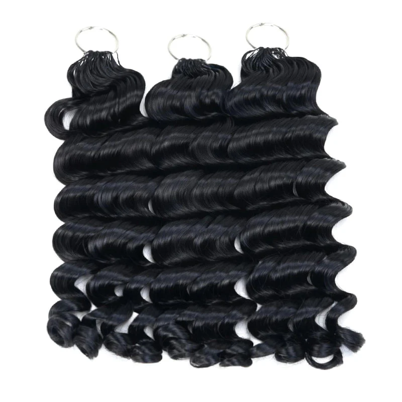 QVR Loose Deep Wave Feather Crochet Human Hair with Spring Curl Ends Machine Made Crochet Weave Hair Extensions - Image 9