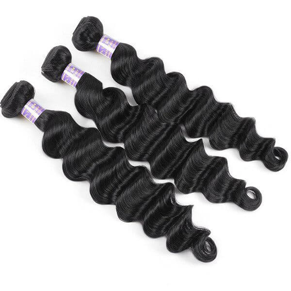 QVR Loose Deep Wave Human Hair Weaves 3 Bundles - Image 3