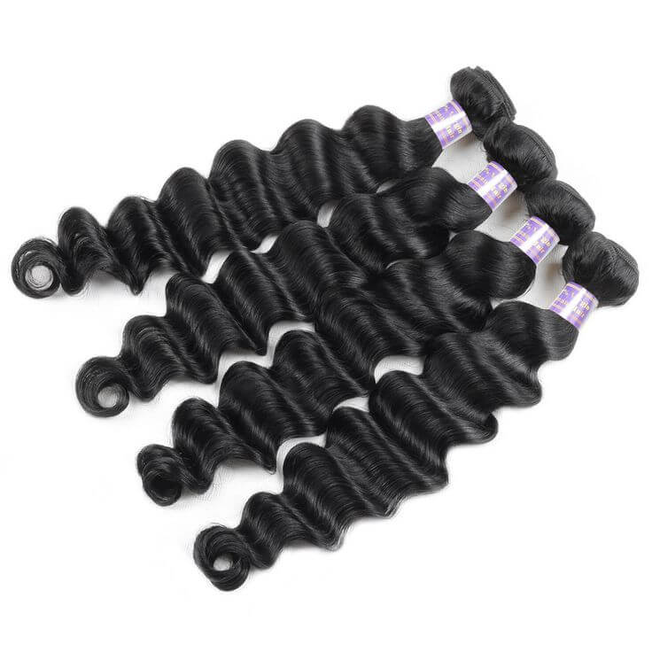 QVR Loose Deep Wave Human Hair Weaves 4 Bundles - Image 2